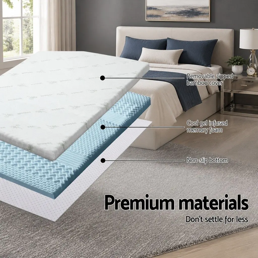 Memory Foam Mattress Topper 8cm Thick King Size Contoured Support 7-Zone Comfort White or Blue
