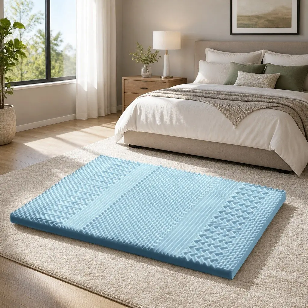 Memory Foam Mattress Topper 8cm Queen 7-Zone Contoured Support with Removable Bamboo Cover