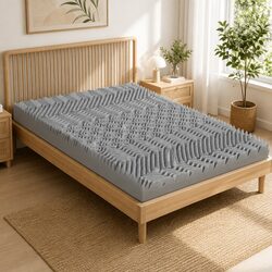 Memory Foam Mattress Topper 8cm Single Bed Graphite 7-Zone Contoured Support