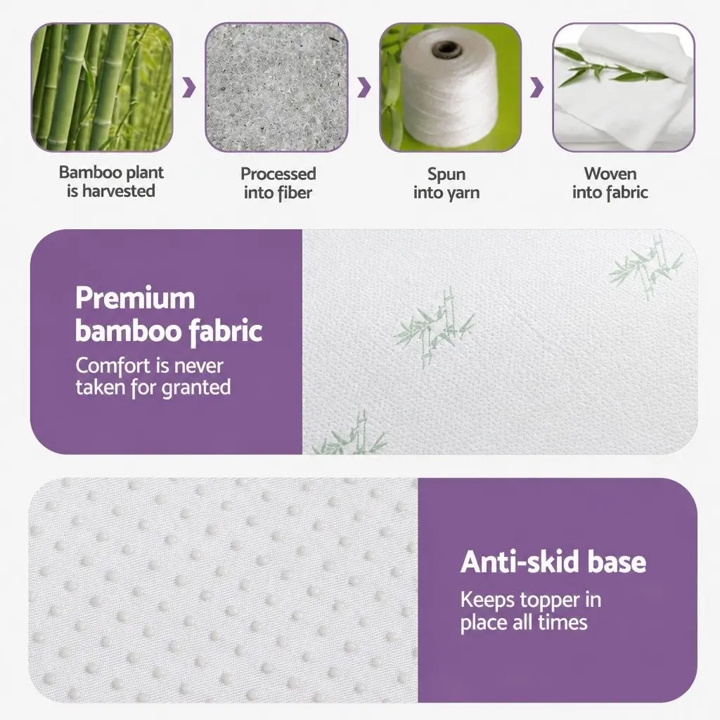 8cm Memory Foam Mattress Topper Double Bed Lavender Bamboo Cover 7-Zone Support