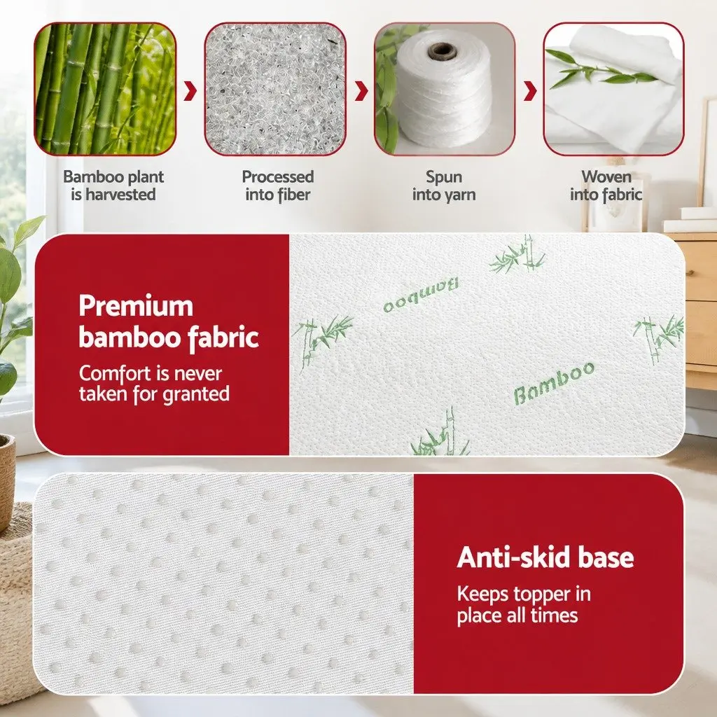 Memory Foam Topper 8cm Thick Queen Size Bamboo Cover Lavender Infused 7-Zone Contoured Support
