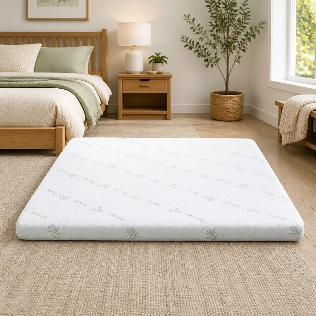 Memory Foam Mattress Topper 10cm Cool Gel Double Bamboo Cover Blue