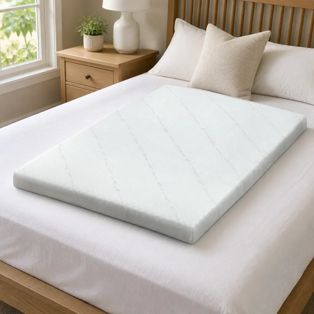 Memory Foam Mattress Topper 10cm Gel Infused Bamboo Fabric King Blue
