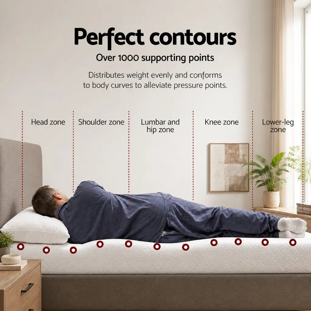 Queen Mattress Topper Gel-Infused Memory Foam 10cm Pressure Relief Cooling White or Blue