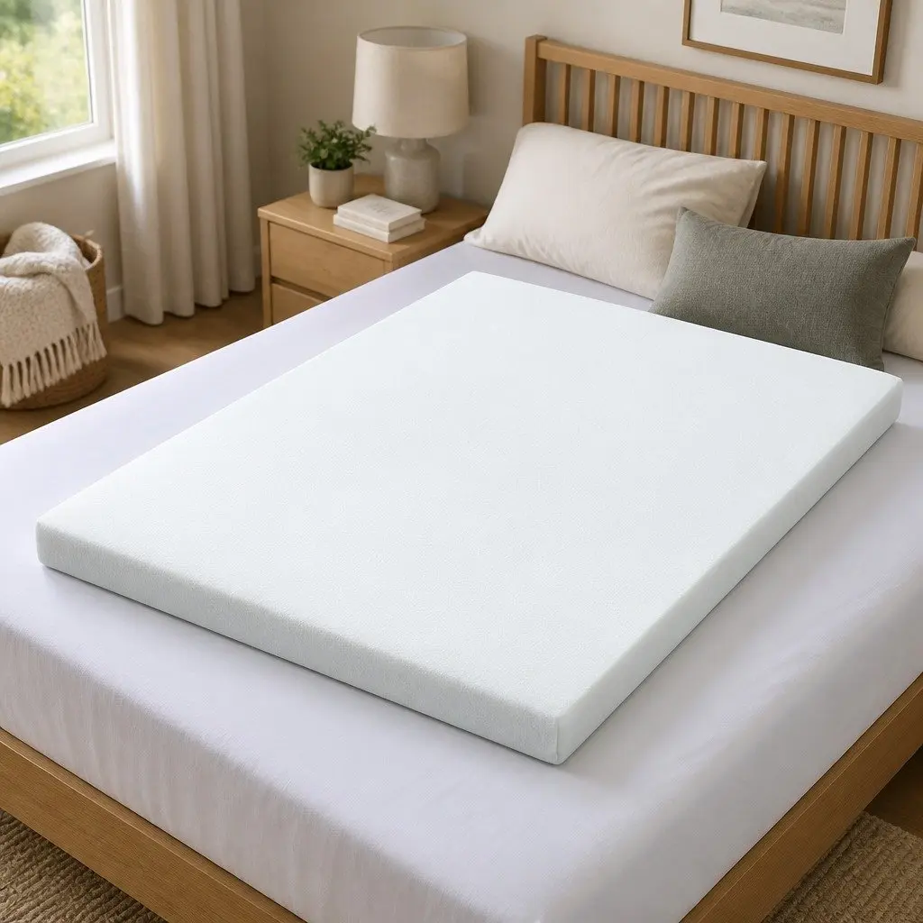 Queen Mattress Topper Gel-Infused Memory Foam 10cm Pressure Relief Cooling White or Blue