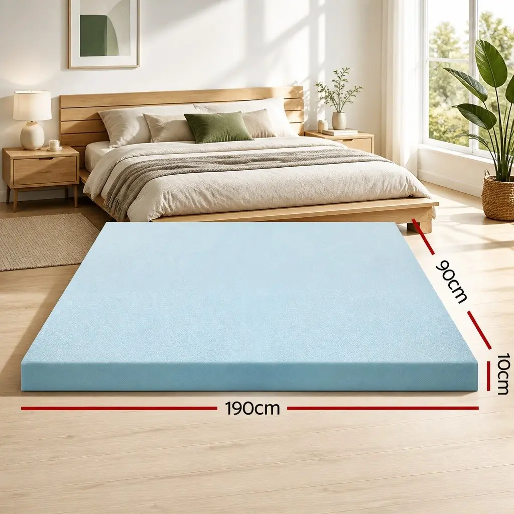 Memory Foam Mattress Topper 10cm Bamboo Cover Gel Infused Cooling Single Bed
