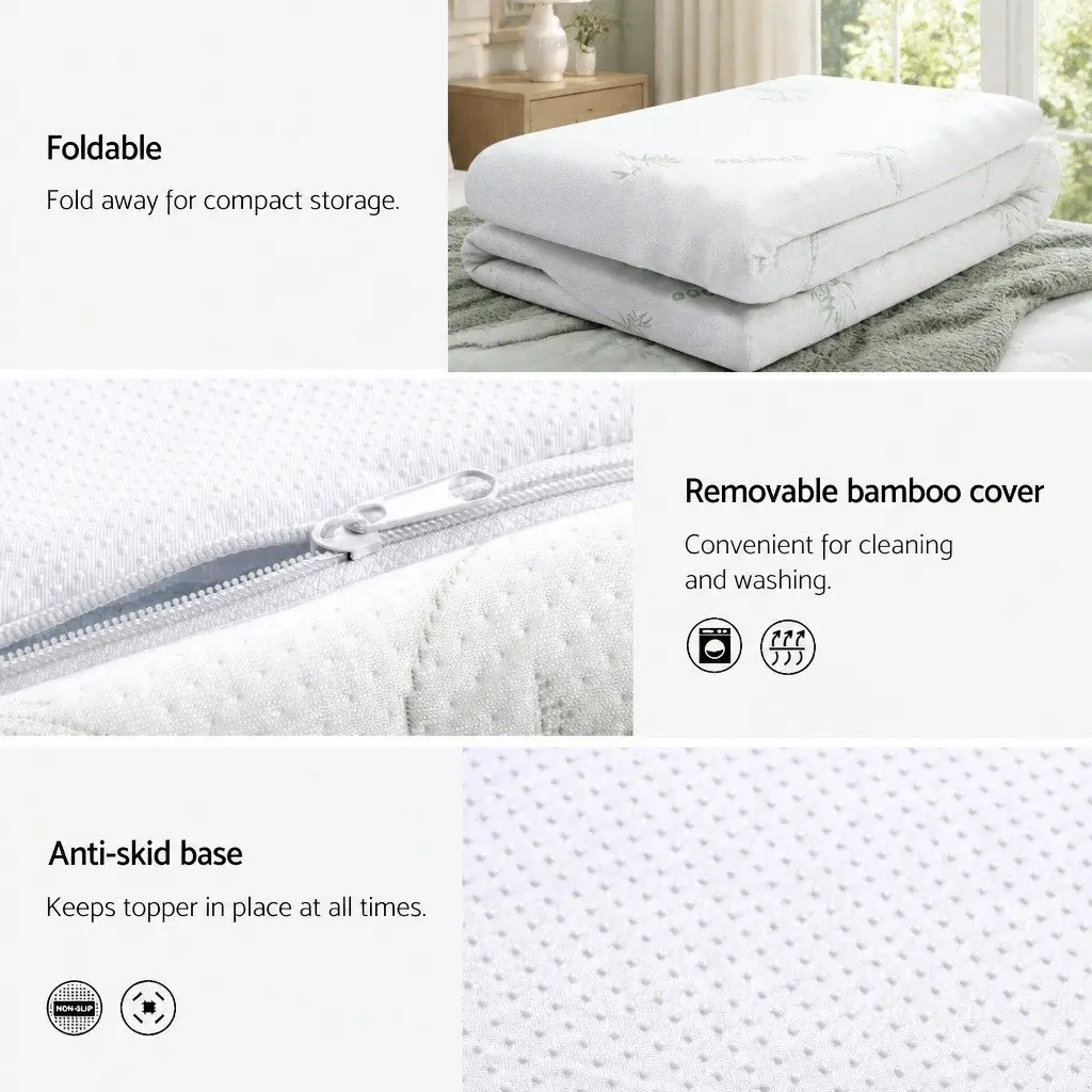 Memory Foam Mattress Topper 10cm Bamboo Cover Gel Infused Cooling Single Bed
