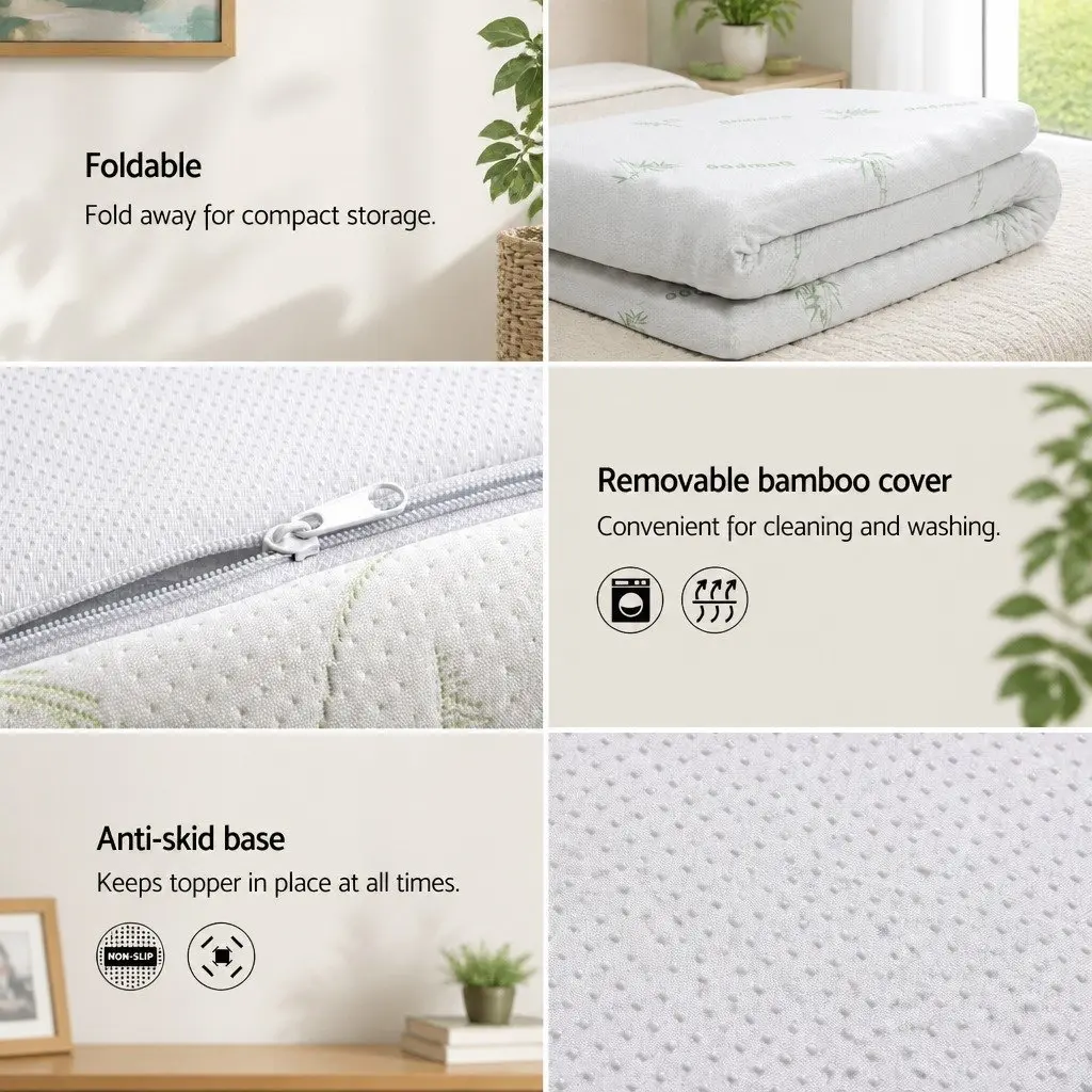 Memory Foam Mattress Topper Gel Infused 5cm King Single Blue