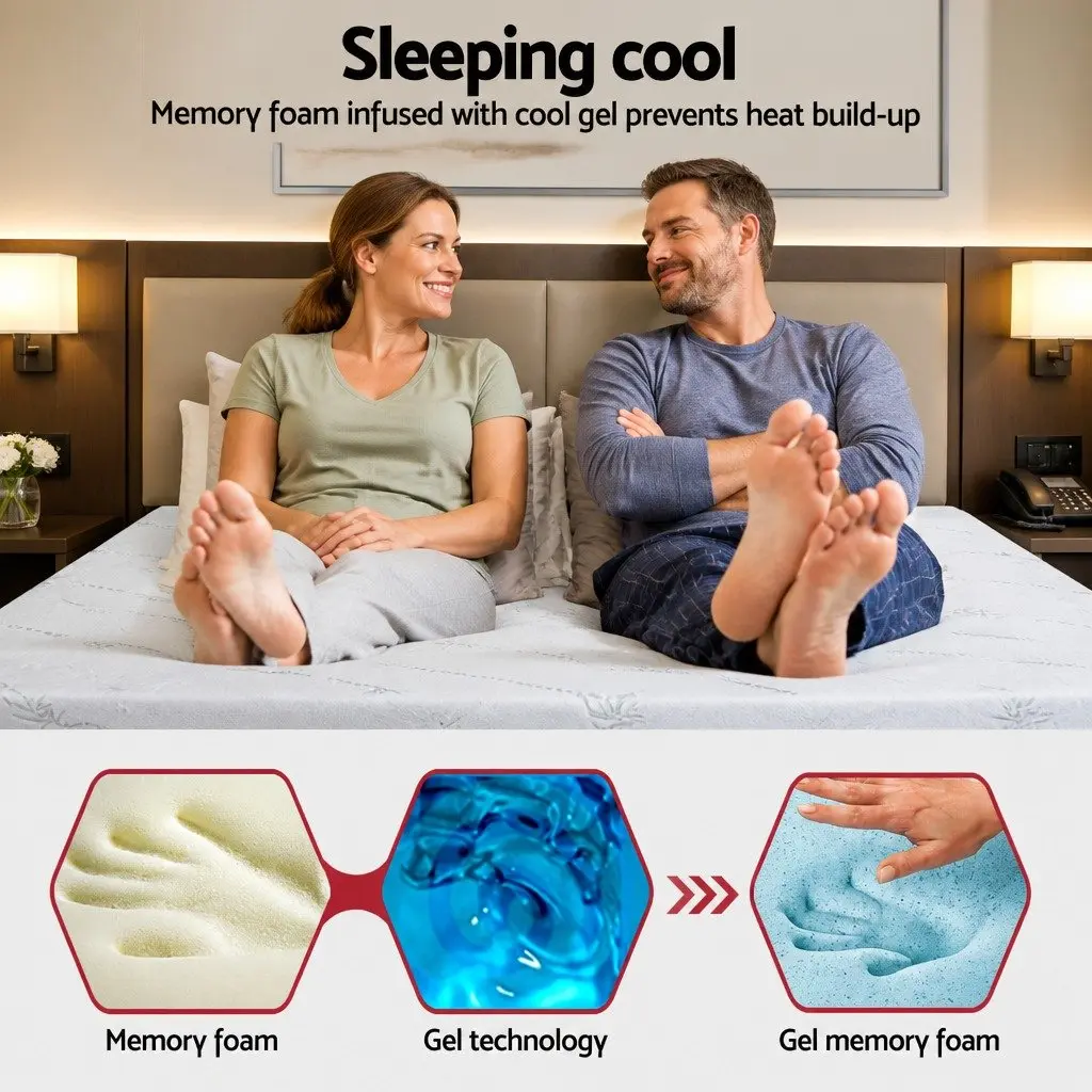 Memory Foam Mattress Topper Queen Gel-Infused Cool Sleep Pressure Relief 5cm