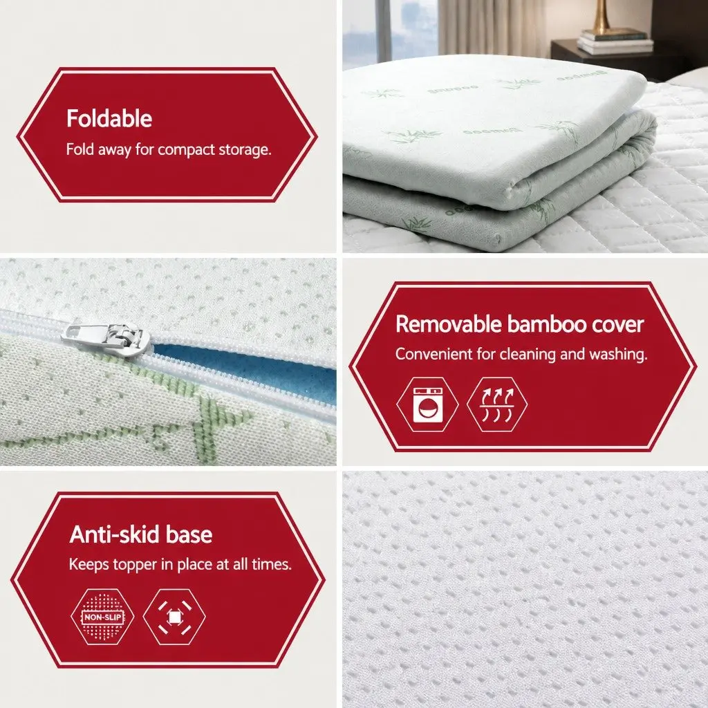 Memory Foam Mattress Topper Queen Gel-Infused Cool Sleep Pressure Relief 5cm