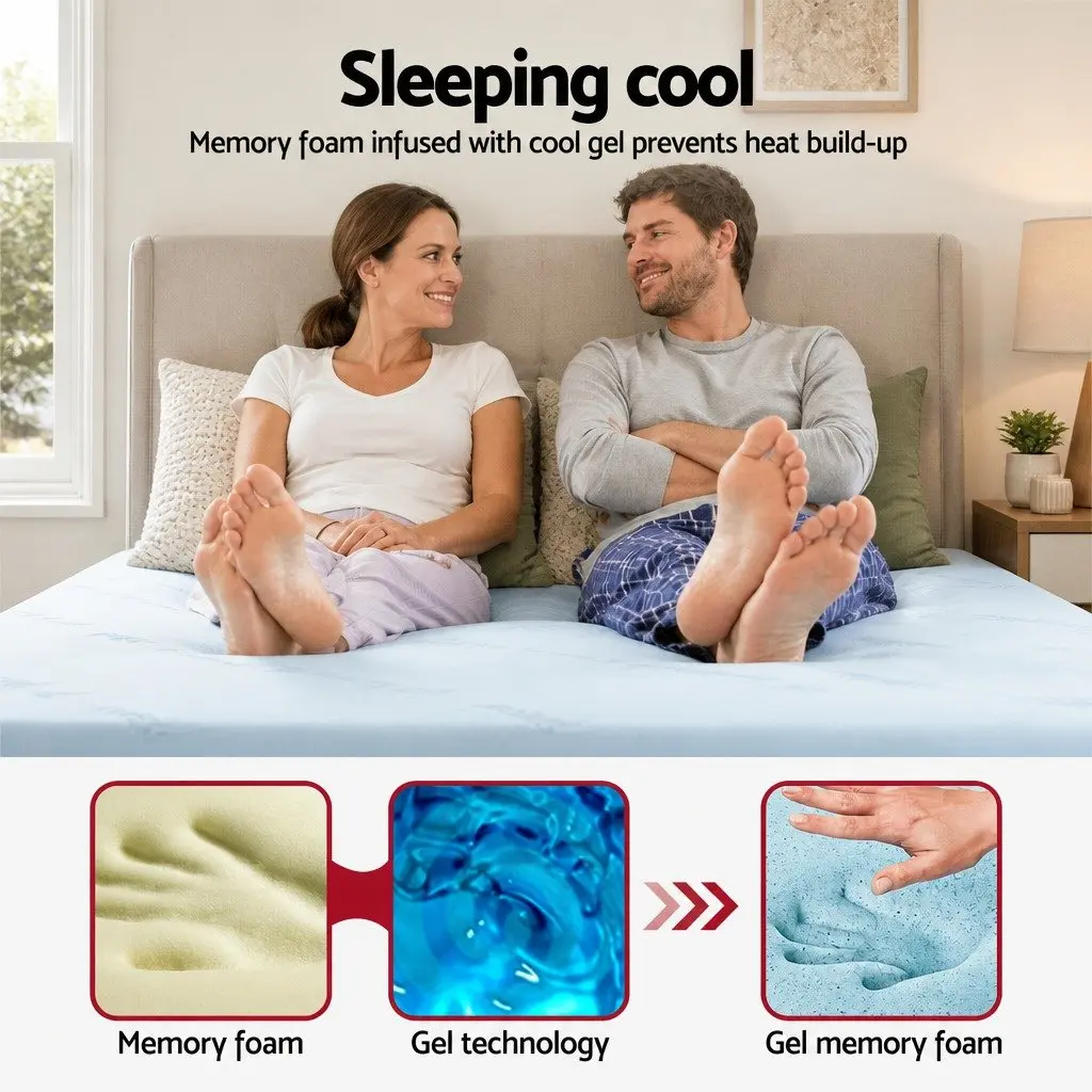 Memory Foam Mattress Topper Single Bed Gel-Infused Cool Gel 5cm Pressure Relief
