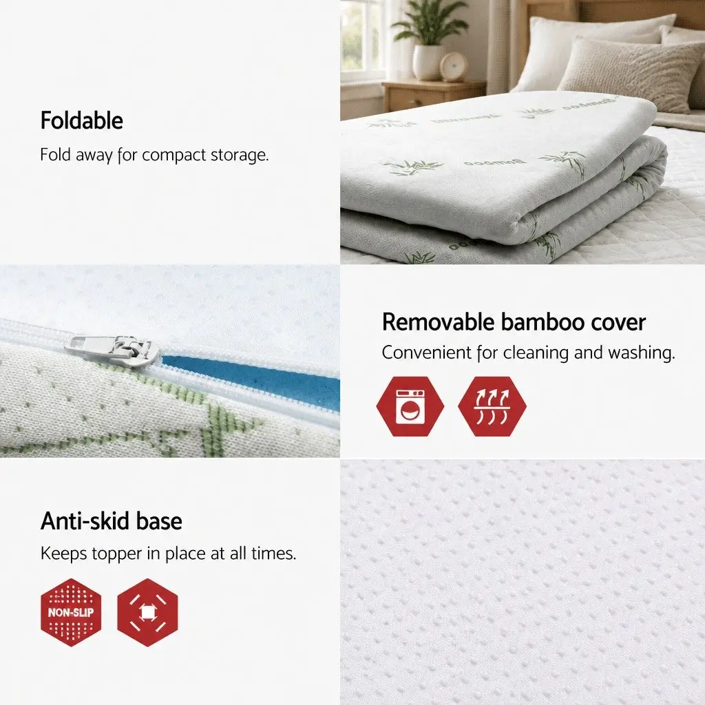 Memory Foam Mattress Topper Single Bed Gel-Infused Cool Gel 5cm Pressure Relief