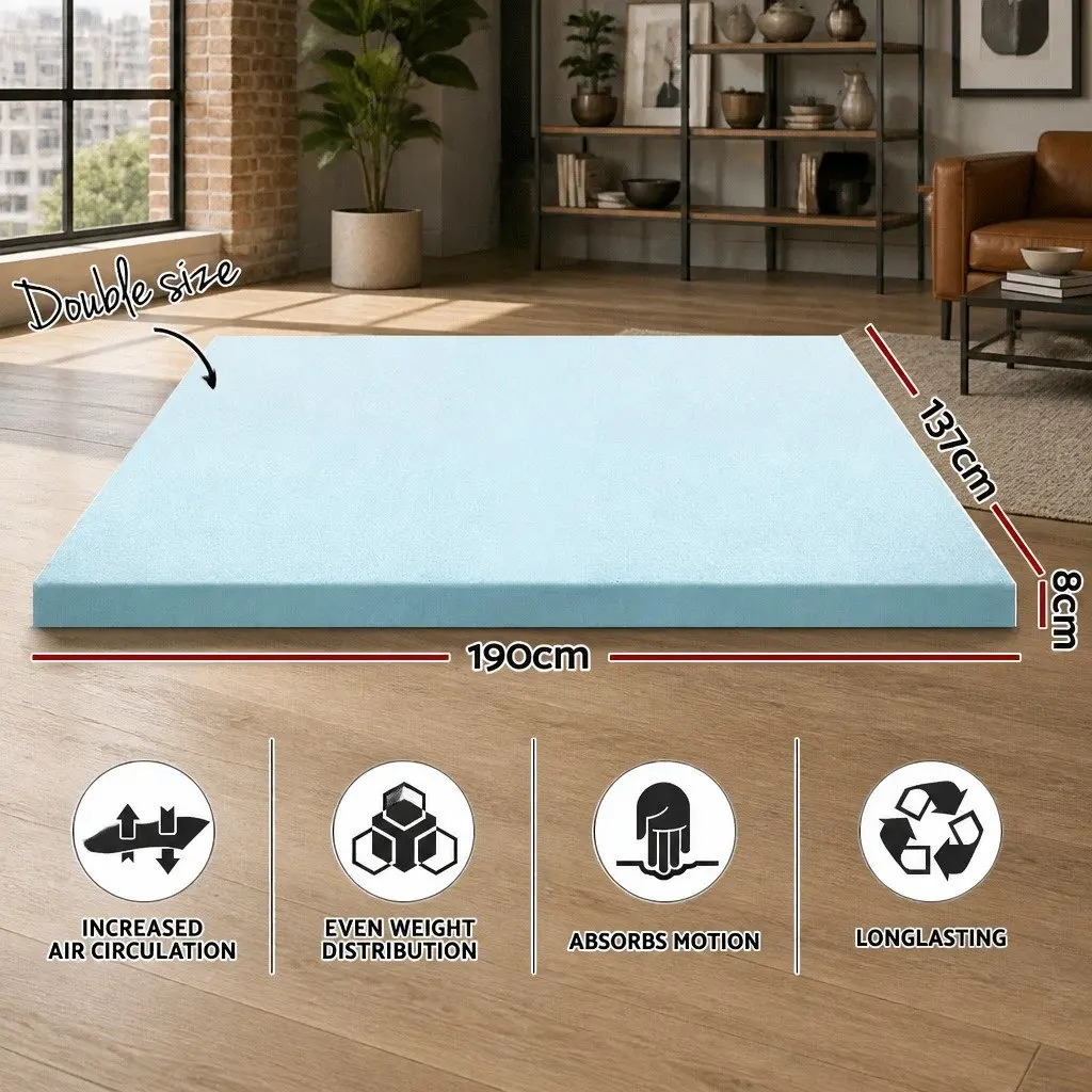 Memory Foam Mattress Topper Double Bed Gel Infused 8cm Bamboo Fabric