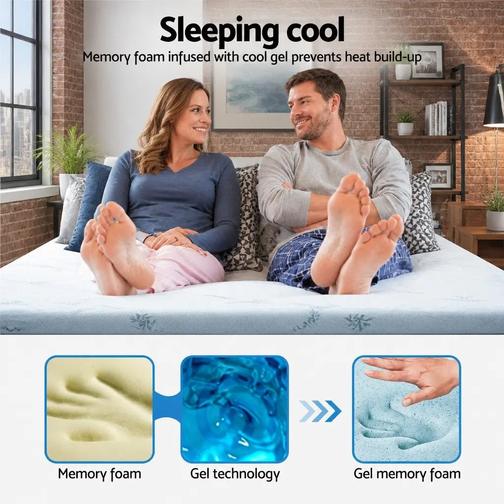 Memory Foam Mattress Topper Double Bed Gel Infused 8cm Bamboo Fabric