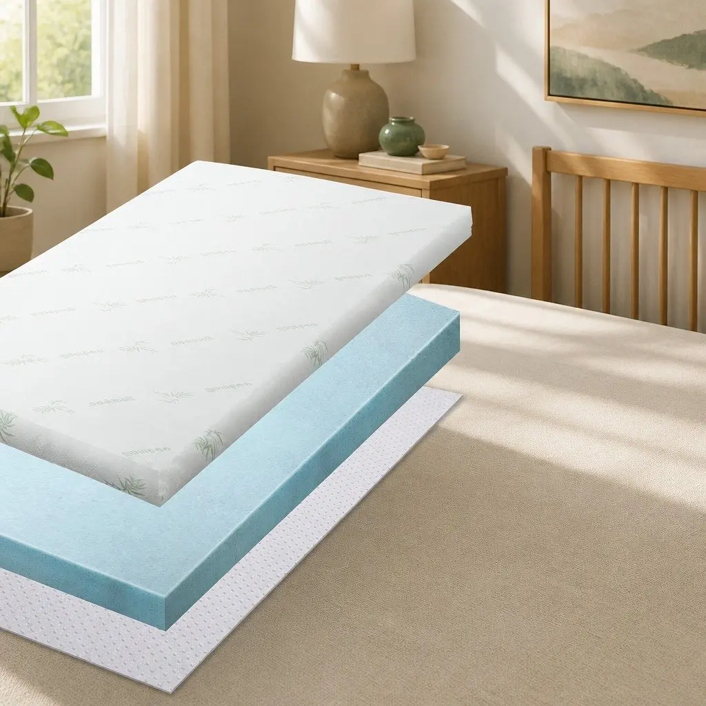 Memory Foam Mattress Topper Double Bed Gel Infused 8cm Bamboo Fabric