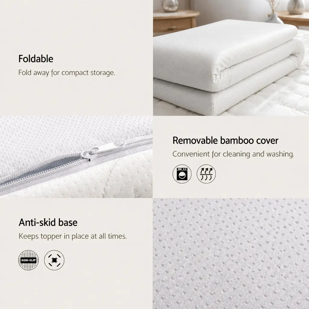 Memory Foam Mattress Topper Double Bed Gel Infused 8cm Bamboo Fabric