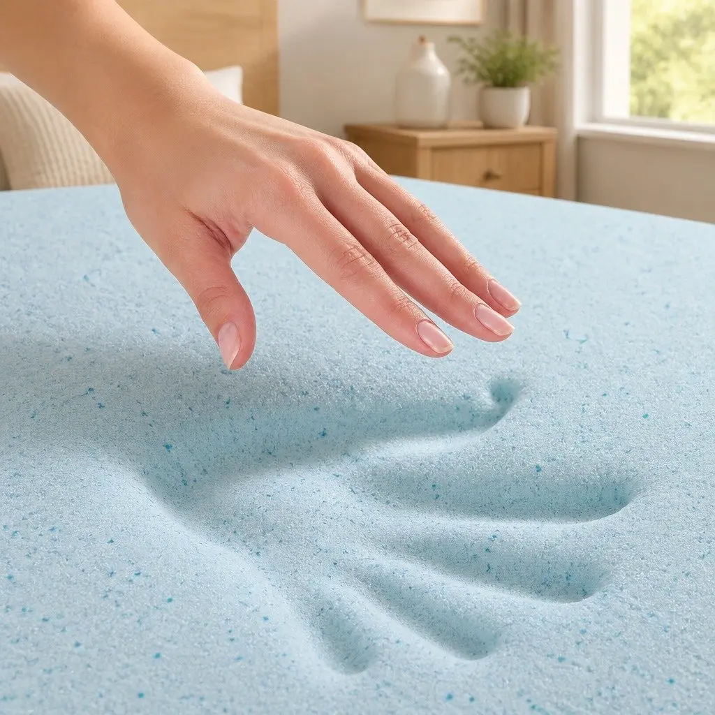 Memory Foam Mattress Topper Gel Infused 8cm King Bed White or Blue Removable Cover