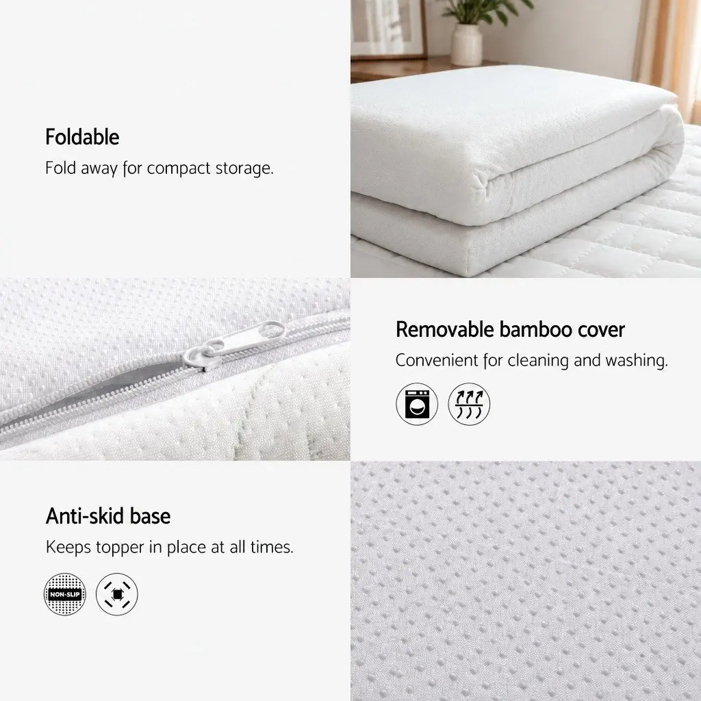 Memory Foam Mattress Topper Single 8cm Gel Infused White or Blue