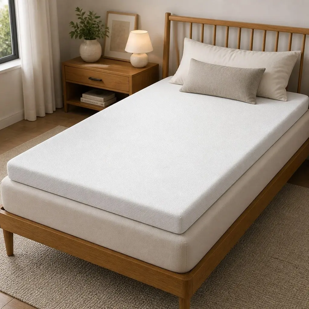Memory Foam Mattress Topper Single 8cm Gel Infused White or Blue