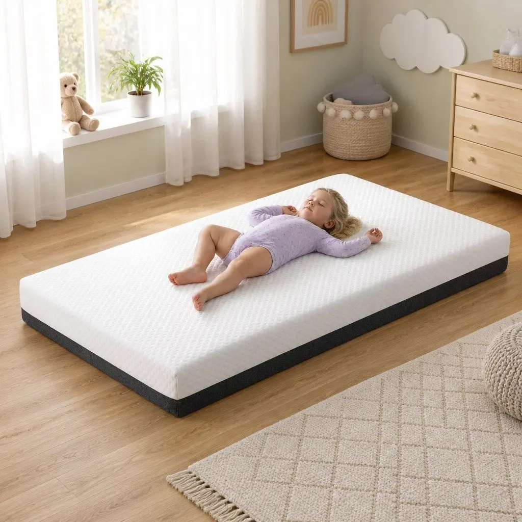 Cot Mattress Double-Sided 13cm Thick Gel Memory Foam Breathable Hypoallergenic White Grey