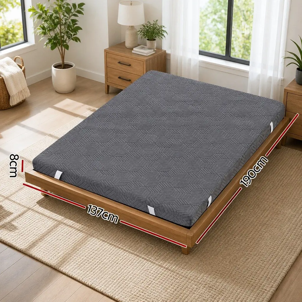 Memory Foam Mattress Topper 8cm Gel Dual Layer Bamboo Cover Double Bed