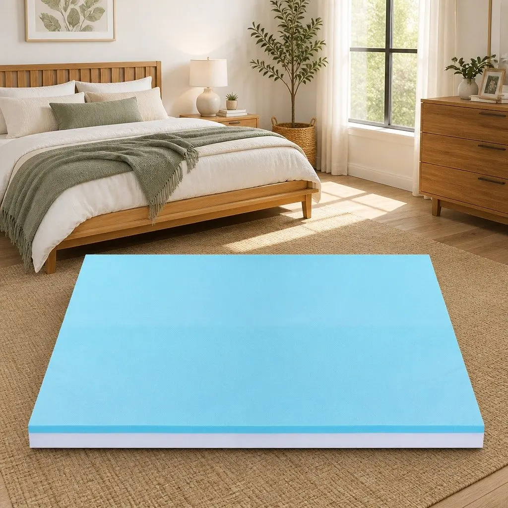 Memory Foam Mattress Topper 8cm Gel Dual Layer Bamboo Cover Double Bed