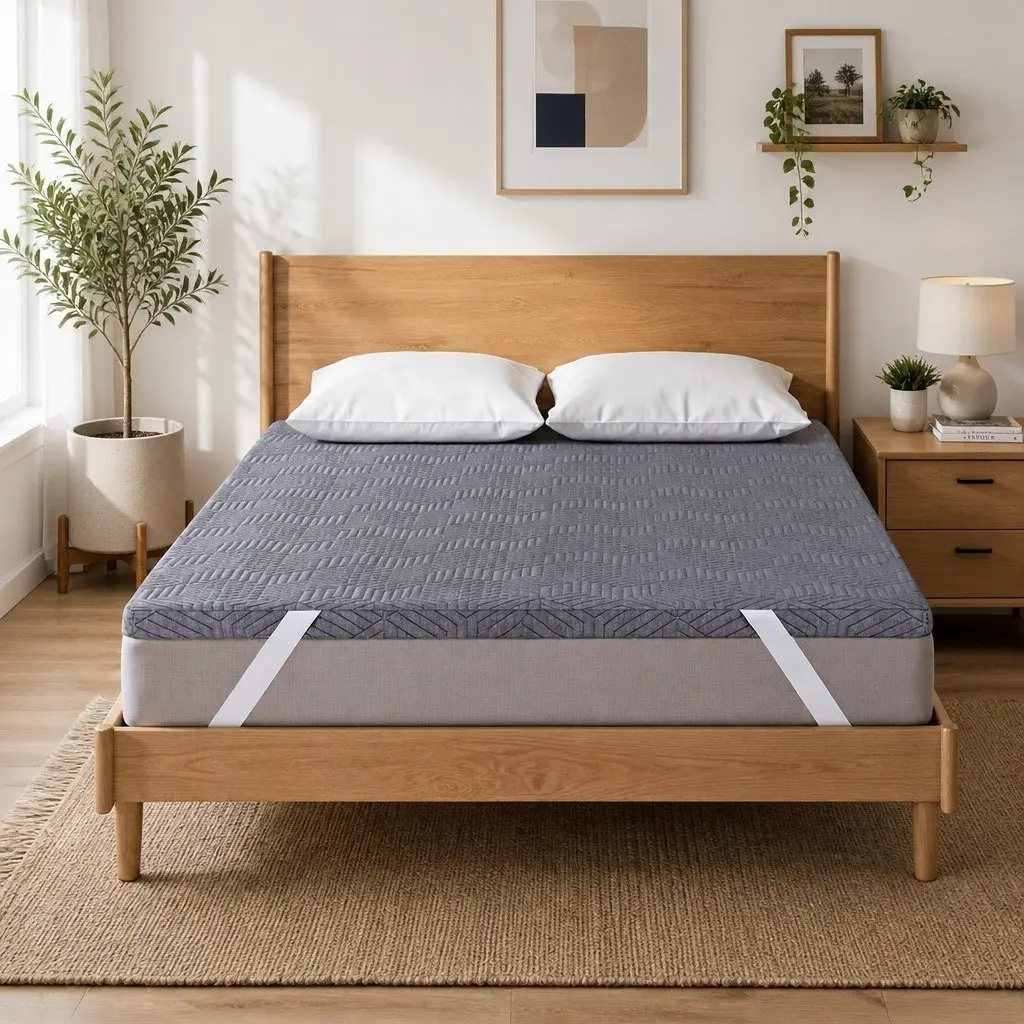 Memory Foam Mattress Topper 8cm Gel Dual Layer Bamboo Cover Double Bed