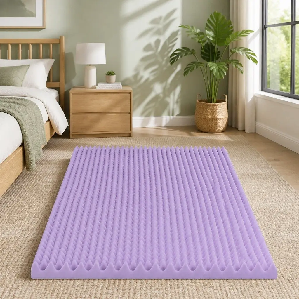 Memory Foam Mattress Topper 5cm Egg Crate King Single Lavender Infused