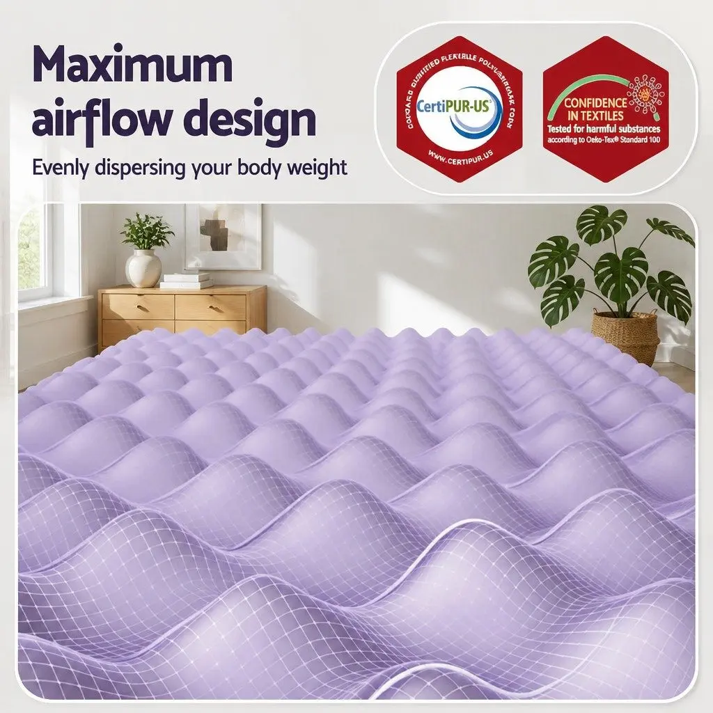 Memory Foam Mattress Topper 5cm Egg Crate King Single Lavender Infused