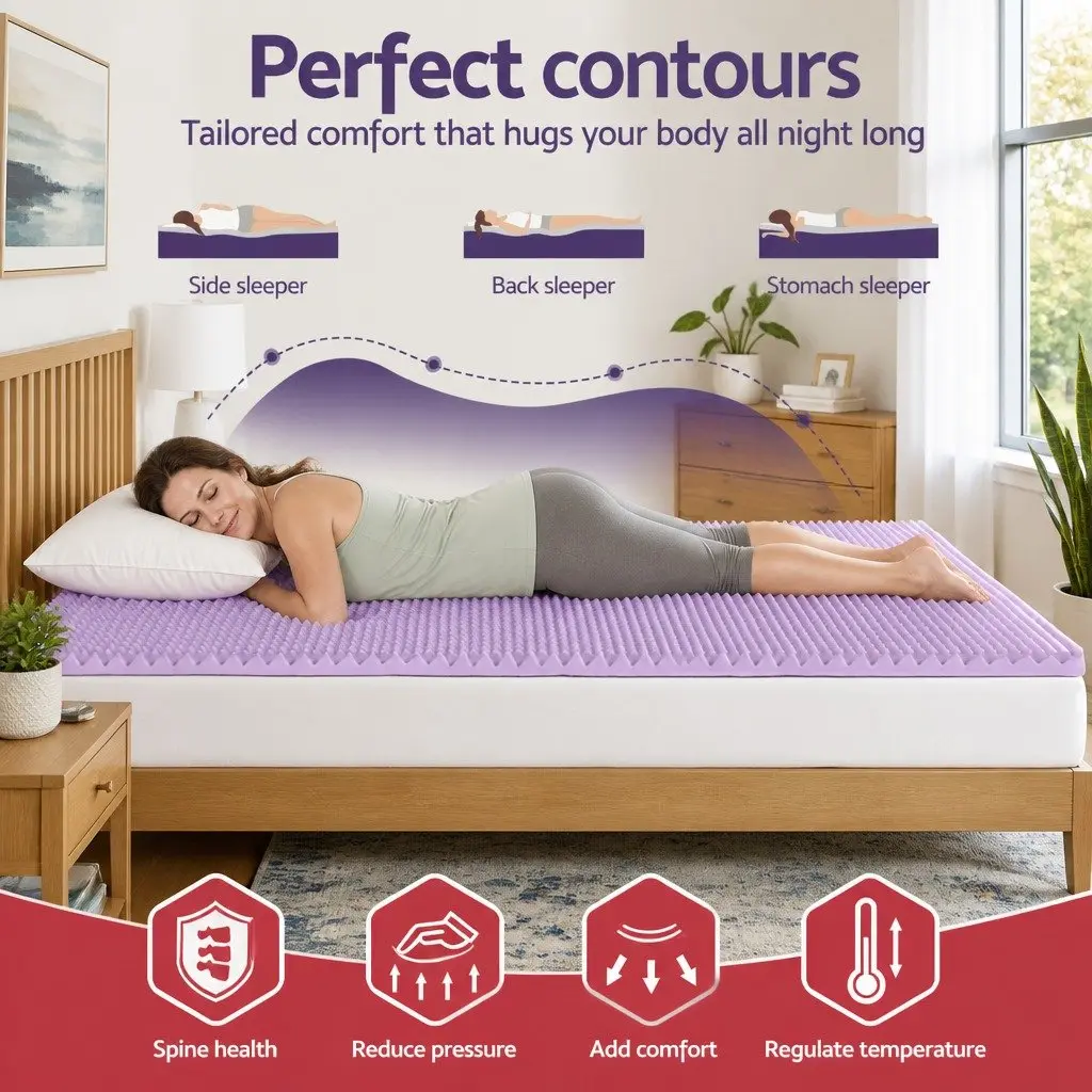 Memory Foam Mattress Topper King 5cm Lavender Infused Egg Crate Pad Pressure
