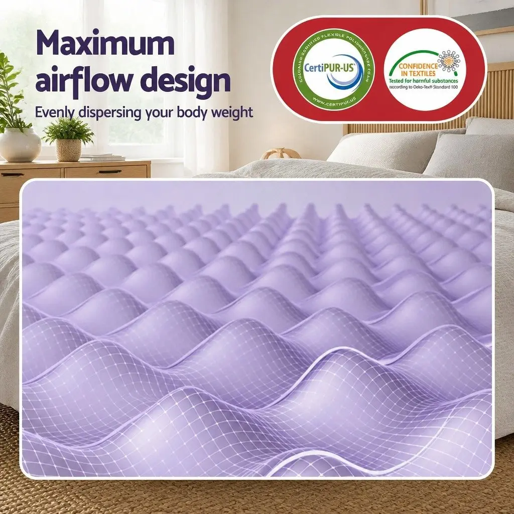 Memory Foam Mattress Topper King 5cm Lavender Infused Egg Crate Pad Pressure