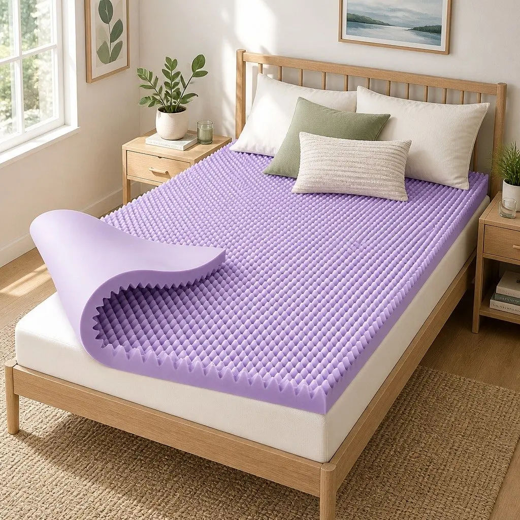 Memory Foam Mattress Topper King 5cm Lavender Infused Egg Crate Pad Pressure