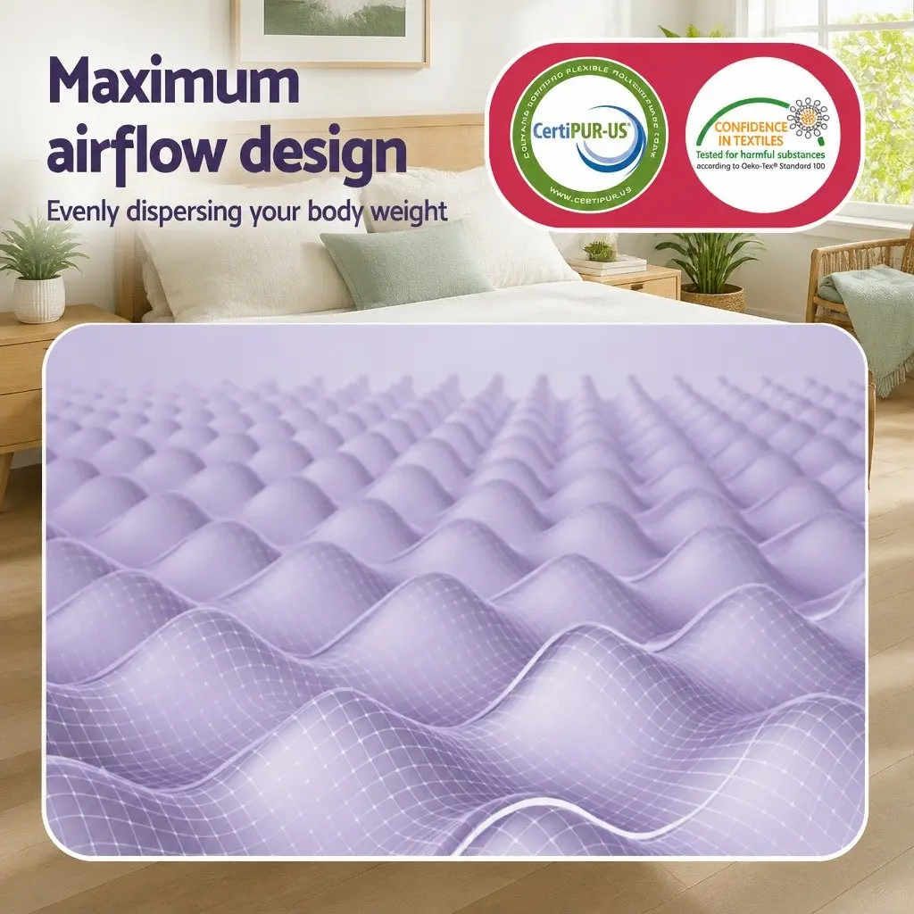Memory Foam Mattress Topper 5cm Lavender Infused Egg Crate Queen