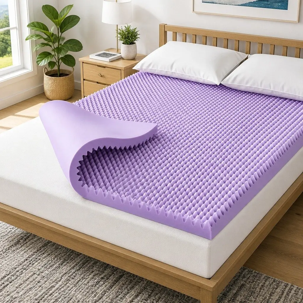 Memory Foam Mattress Topper 5cm Lavender Infused Egg Crate Queen