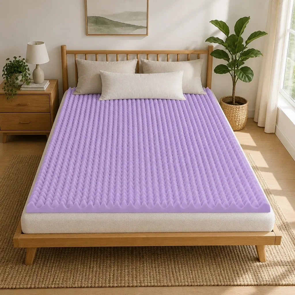 Memory Foam Mattress Topper Single 5cm Lavender Infused Egg Crate Pad Pressure