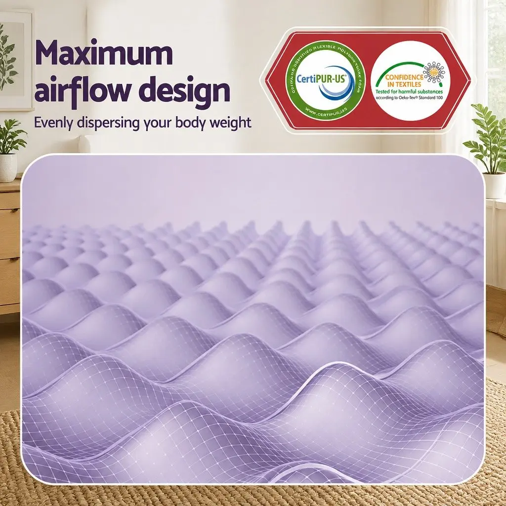 Memory Foam Mattress Topper Single 5cm Lavender Infused Egg Crate Pad Pressure