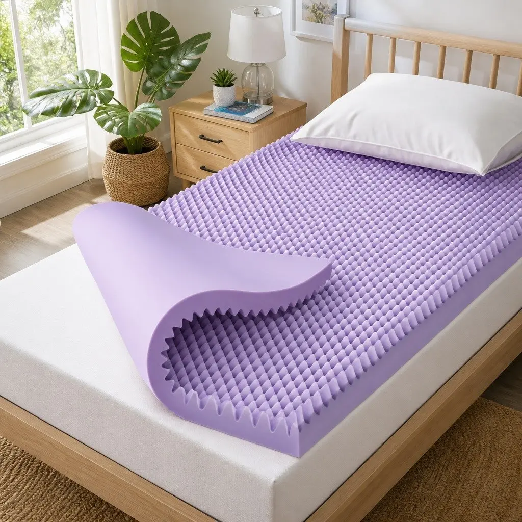 Memory Foam Mattress Topper Single 5cm Lavender Infused Egg Crate Pad Pressure