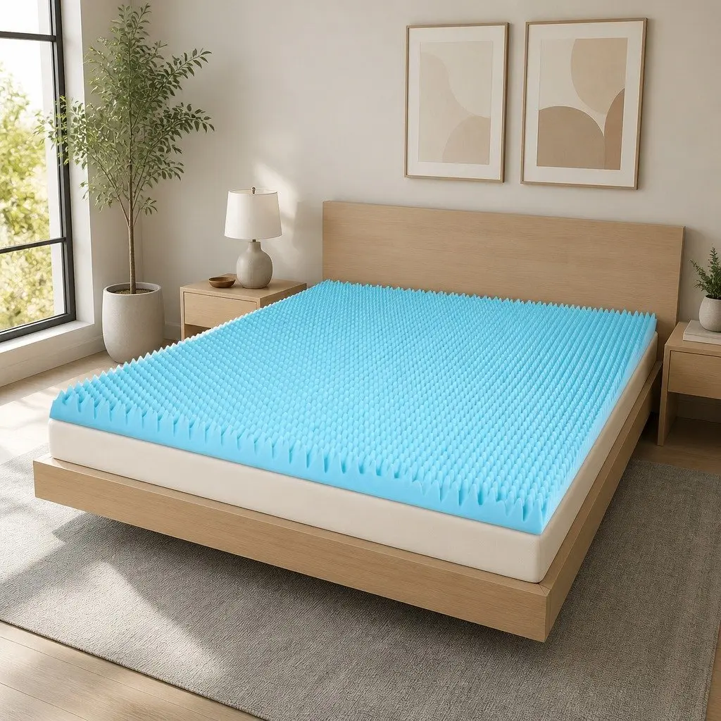 Memory Foam Mattress Topper 8cm Double Gel Egg Crate Breathable Bamboo Cover