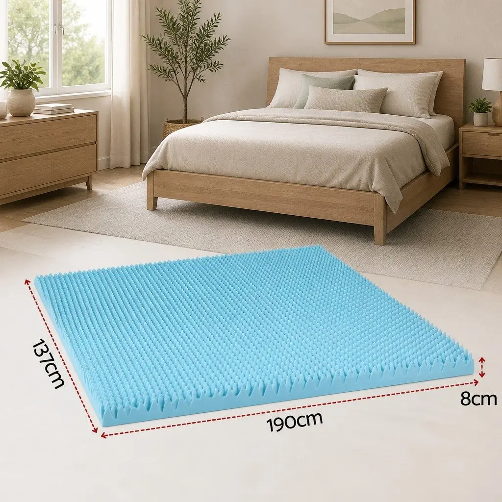Memory Foam Mattress Topper 8cm Double Gel Egg Crate Breathable Bamboo Cover