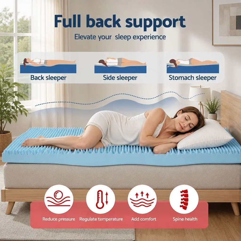 Memory Foam Mattress Topper 8cm Double Gel Egg Crate Breathable Bamboo Cover