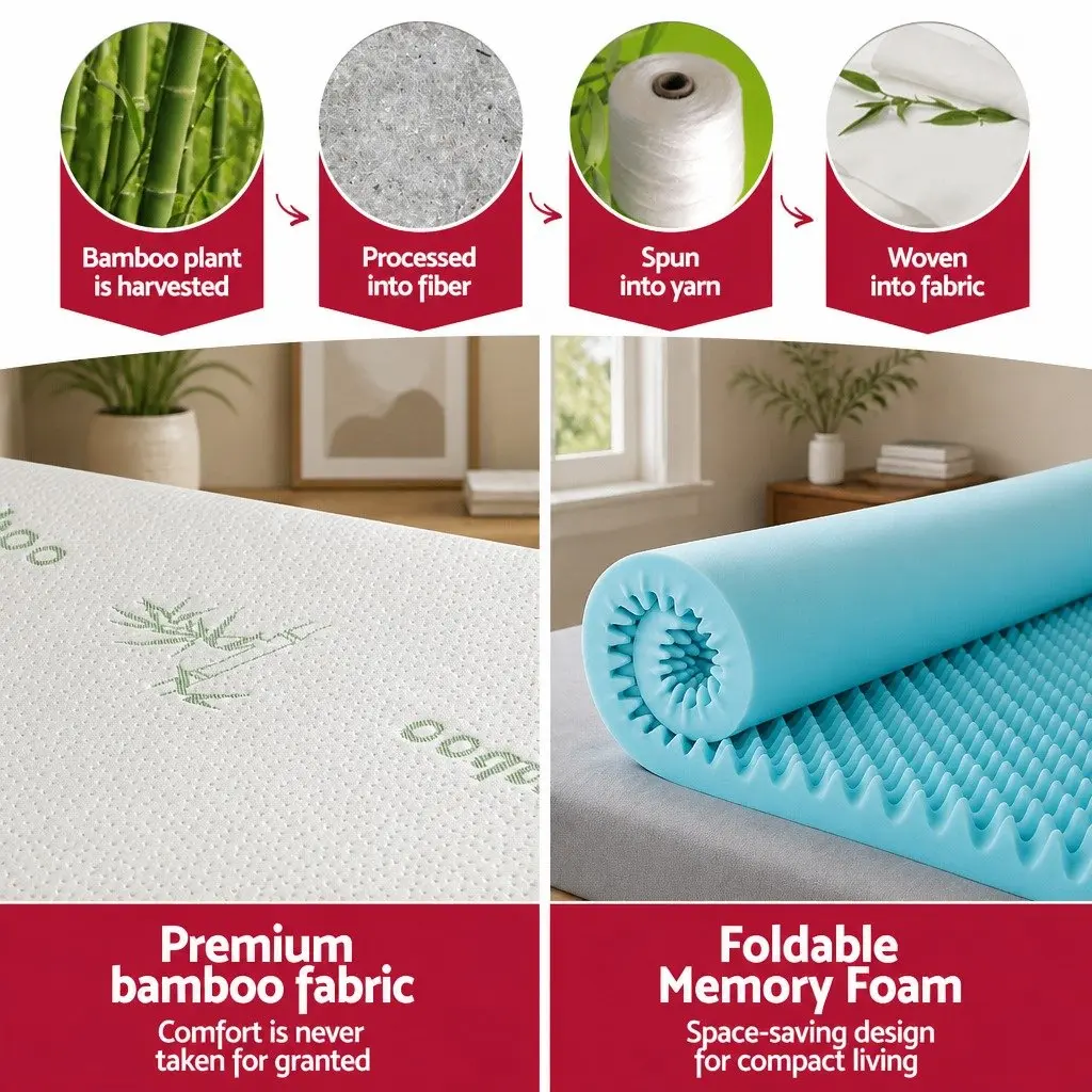 Memory Foam Mattress Topper 8cm Double Gel Egg Crate Breathable Bamboo Cover