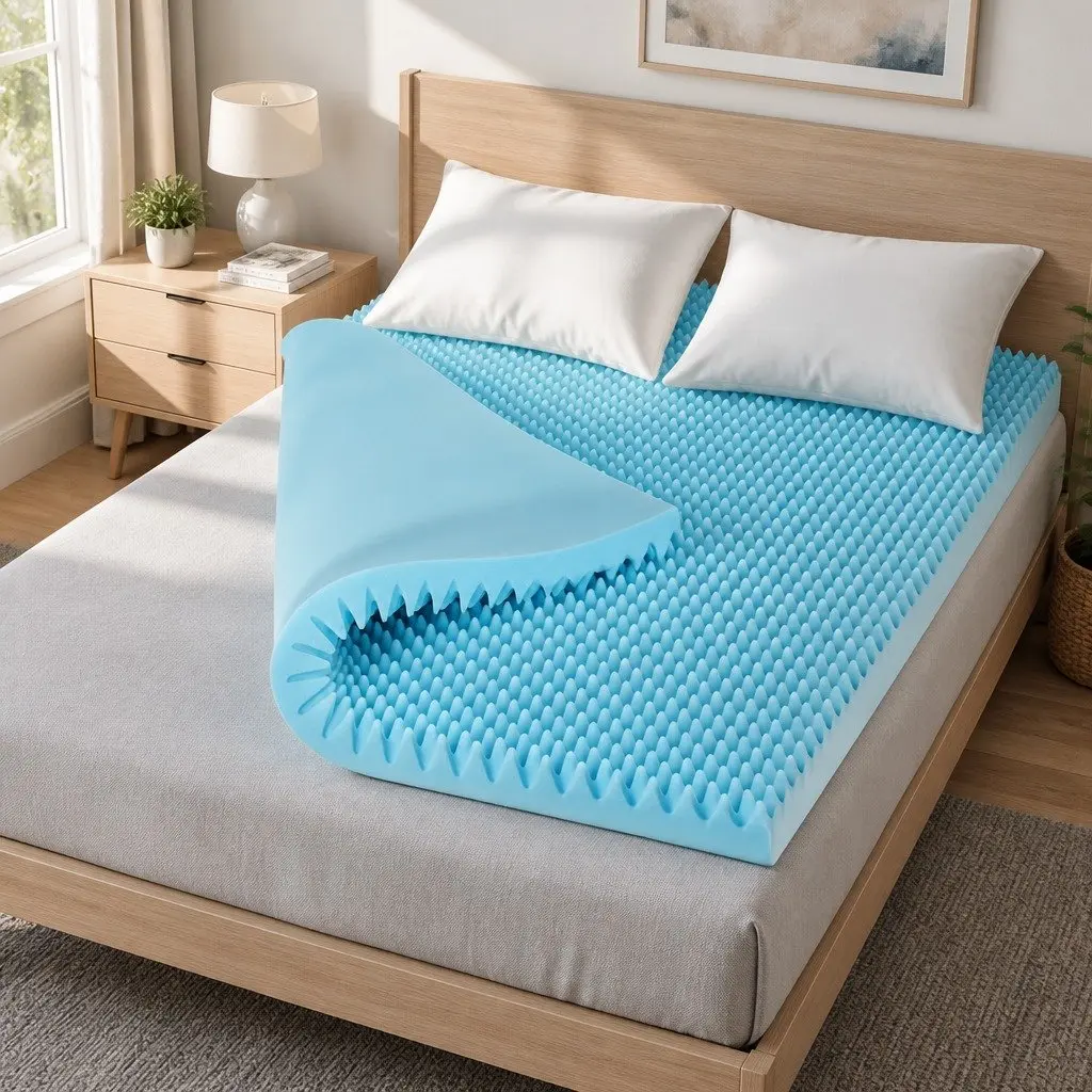 Memory Foam Mattress Topper 8cm Double Gel Egg Crate Breathable Bamboo Cover