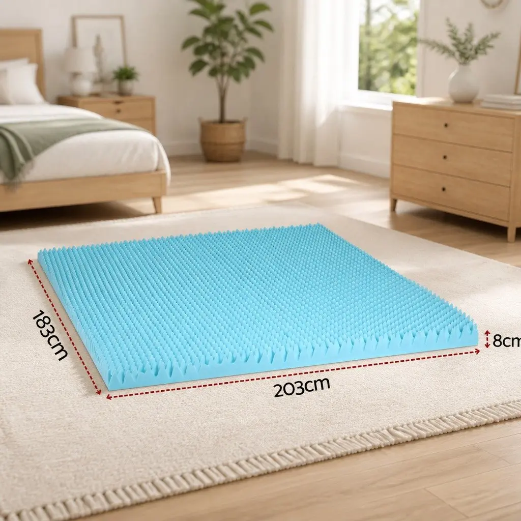 Memory Foam Mattress Topper 8cm Gel Egg Crate Bamboo Cover King Bed