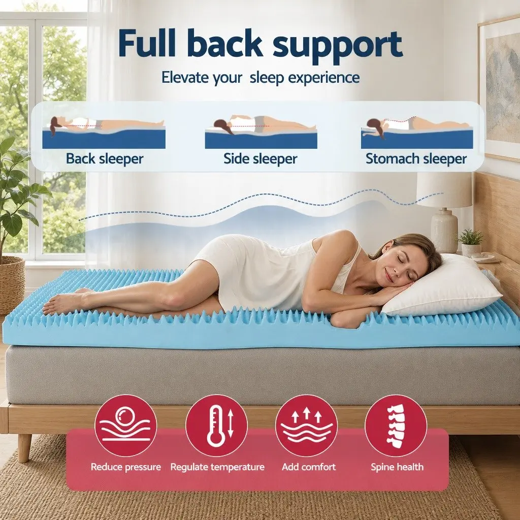 Memory Foam Mattress Topper 8cm Gel Egg Crate Bamboo Cover King Bed