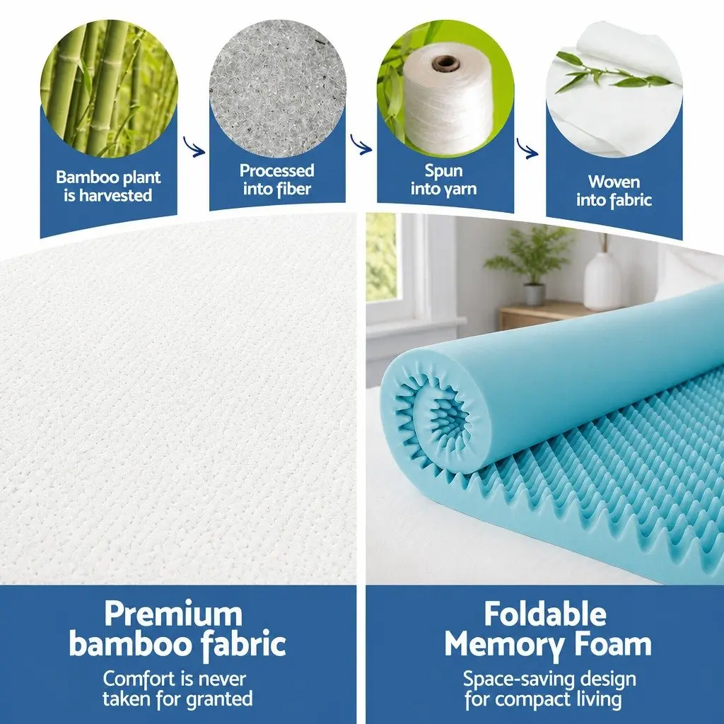 Memory Foam Mattress Topper 8cm Gel Egg Crate Bamboo Cover King Bed
