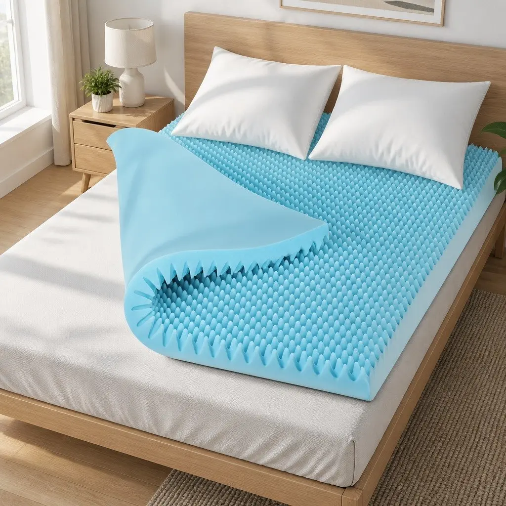 Memory Foam Mattress Topper 8cm Gel Egg Crate Bamboo Cover King Bed