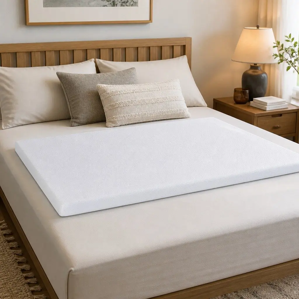 Memory Foam Mattress Topper 8cm Gel Egg Crate Bamboo Cover Queen Size Pressure