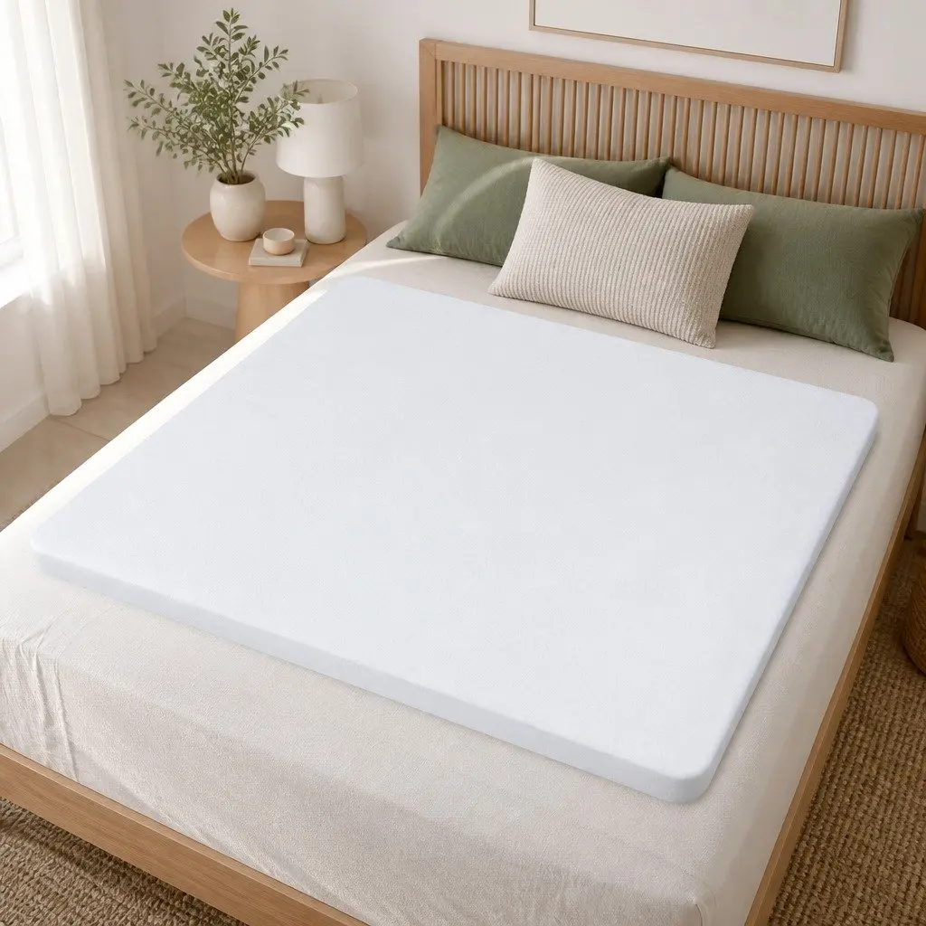 Memory Foam Mattress Topper 8cm Gel Egg Crate Single Bamboo Cover White