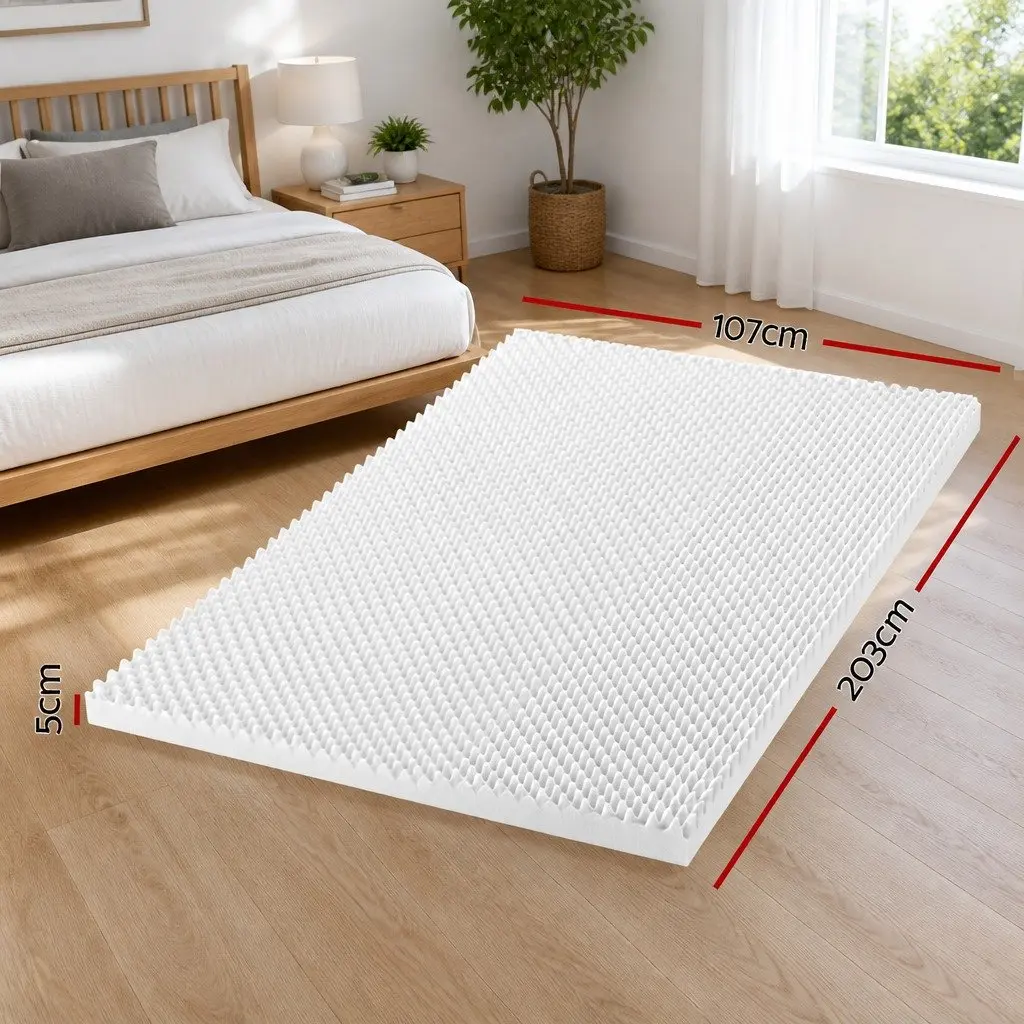 Memory Foam Egg Crate Topper White 5cm King Single Size Comfort Layer