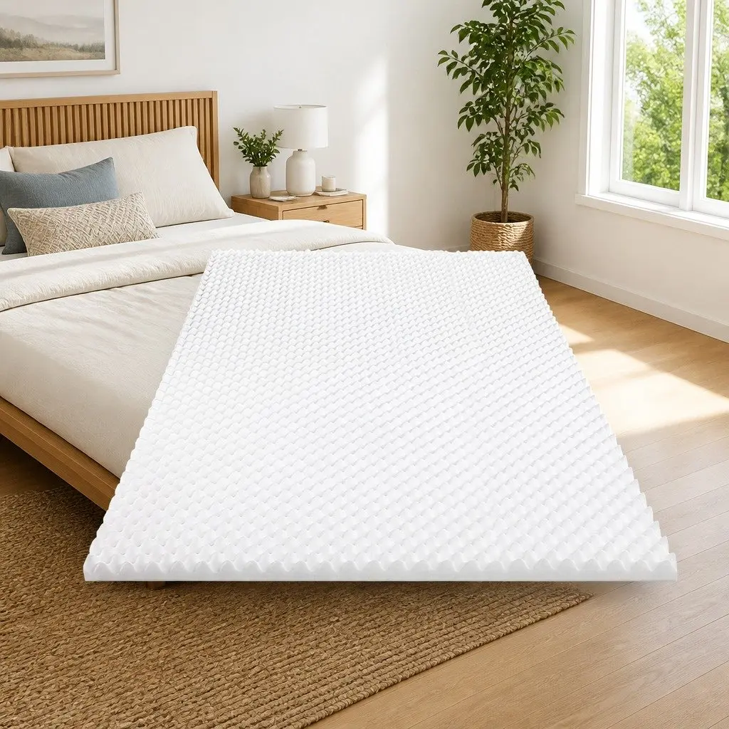 Memory Foam Egg Crate Topper White 5cm King Single Size Comfort Layer